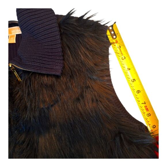 Michael Kors Faux Fur Zip Up Sweater Vest Black size XL Shaggy Vegan Furry - Picture 11 of 16